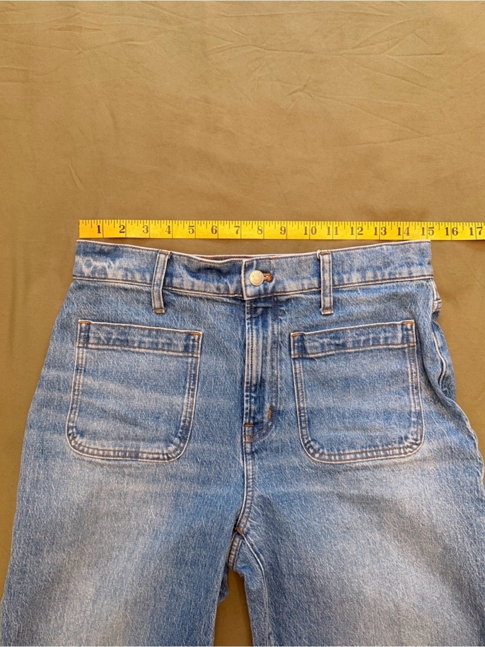 Madewell Women's Wide Leg Jeans - Medium Blue Denim Patch Pocket